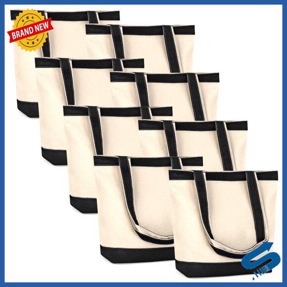 Heavy Duty Canvas Tote Bag Reusable Eco Friendly Grocery Shopping Large Capacity